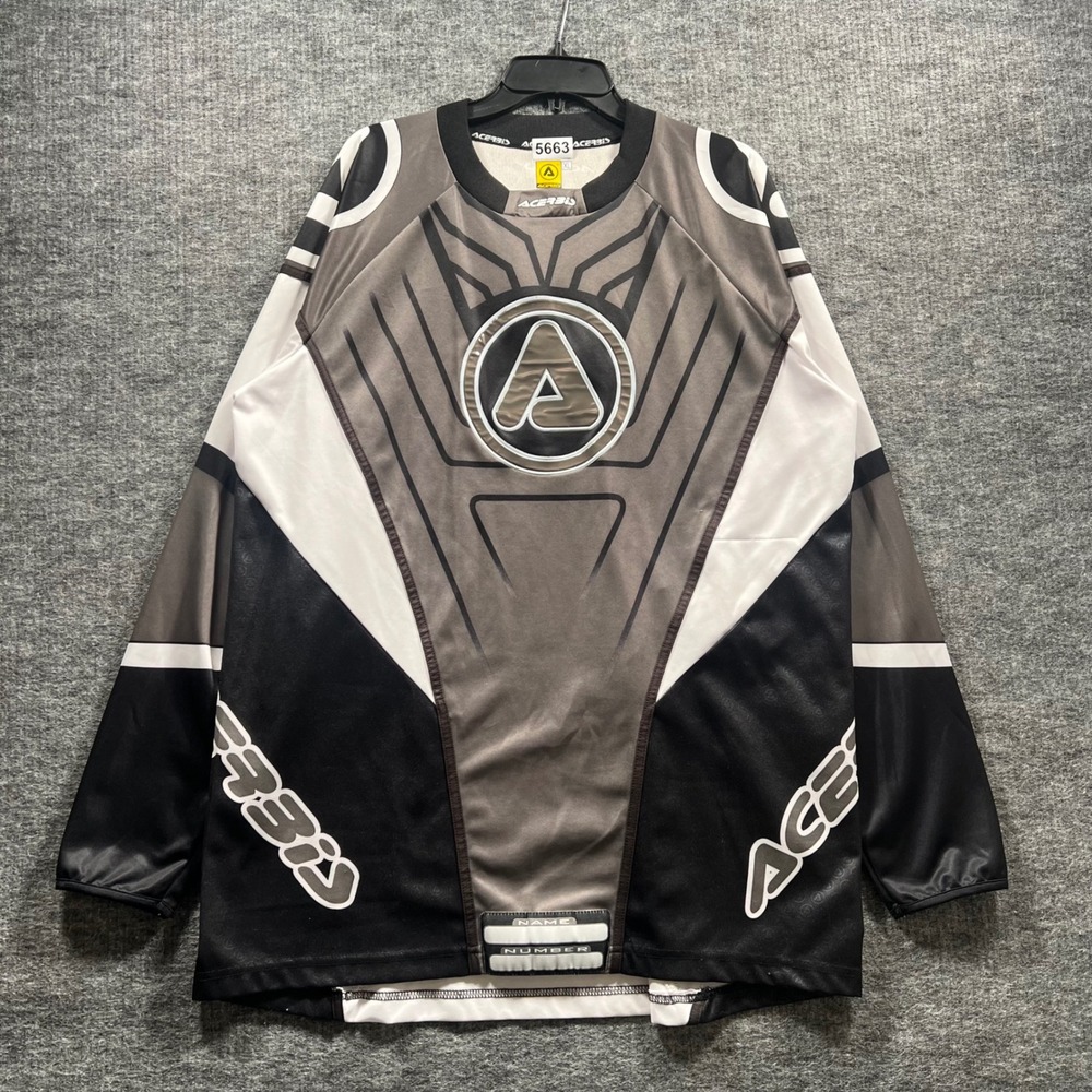 Acerbis Motocross Jersey Mens XL Black Grey White Long Sleeve Racing Shirt